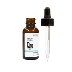 CLARA'S NEW YORK Q10 serum application on face shows daily-use soothing care.