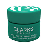 Clark's Botanicals Retinol Rescue overnight cream packaging shows travel-friendly 30ml size.