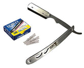 Classic Samurai CS-102 razor handle closeup for precise grooming and firm grip.