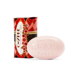 Claus Porto Chypre Cedar Poinsettia soap bar for daily cleansing and nourishing skin.