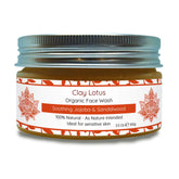Clay Lotus Face Wash bottle with pump showing a gentle cleanse for sensitive skin