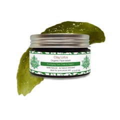 Clay Lotus neem ingredients panel highlights natural acne-fighting botanicals for oil control