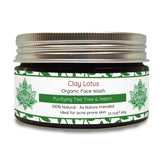 Clay Lotus face wash bottle features tea tree infusion for clearer skin