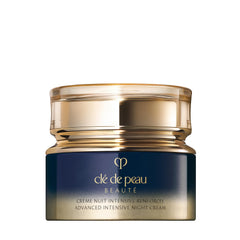 Clé de Peau Beauté Advanced Night Cream bottle close-up, overnight hydration for firmer skin.