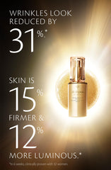Clé de Peau Precious Gold Vitality Serum texture swirls for quick absorption and comfort.
