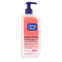 Clean & Clear Essentials bottle with pump for oil-free daily cleansing.