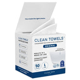 Clean Skin Club Clean Towels Large pack of 50 disposable facial towels for daily use.