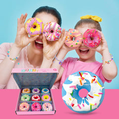 Clear and Fresh donut bath bomb with bracelet inside promises excitement during baths.