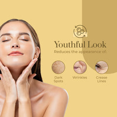 Clear Beauty application tiny amount demonstrates pea-size use for face and neck.