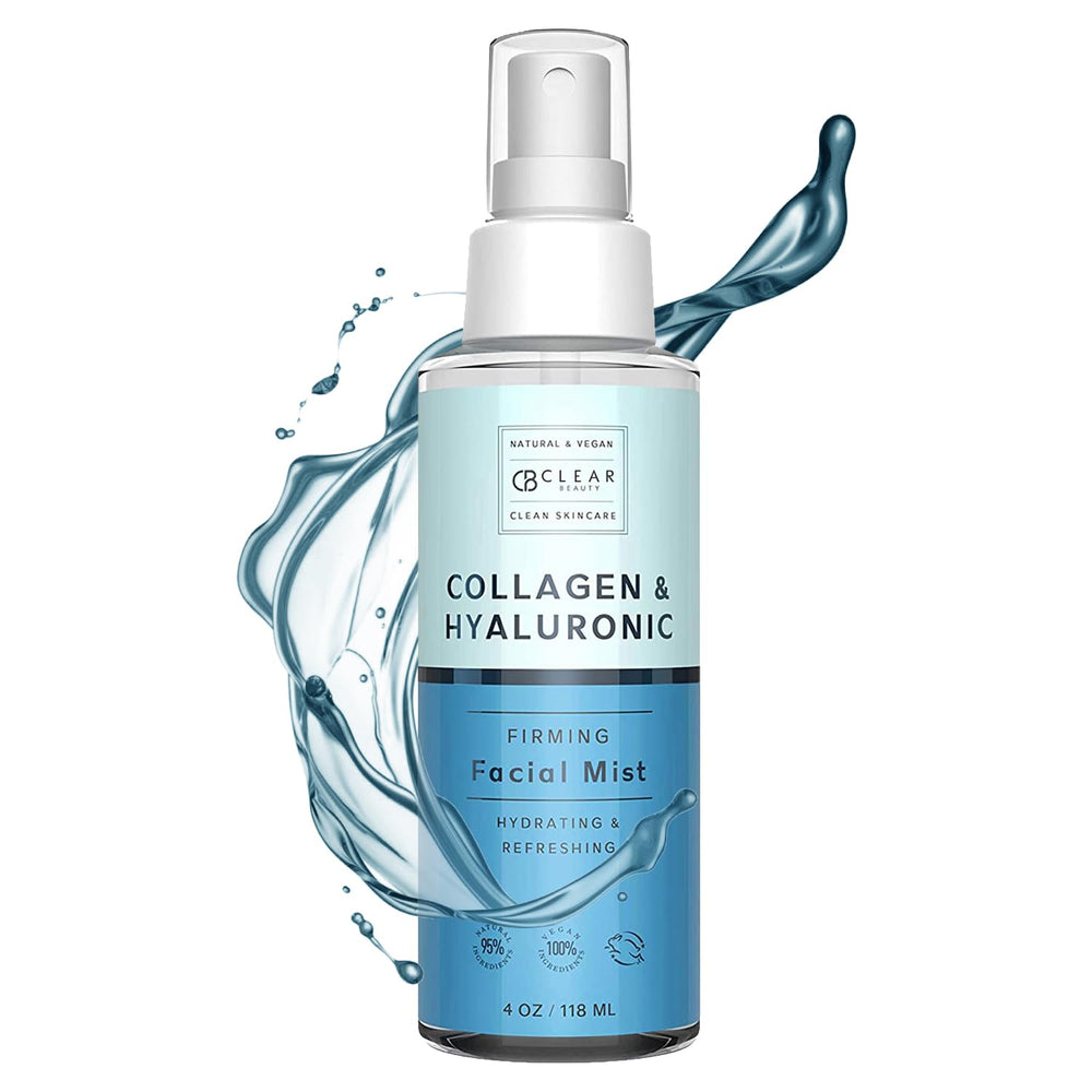 Clear Beauty Hyaluronic Acid Face Mist bottle delivers refreshing hydration for all skin types.