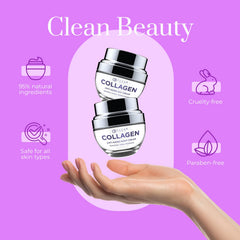 Clear Beauty ingredients close-up with collagen, glycerin, and shea butter benefits