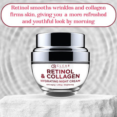 Close-up of Clear Beauty night cream texture highlighting smooth application.