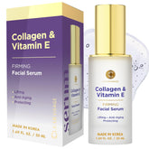 Clear Visage collagen and vitamin E serum bottle with pump delivering lightweight hydration.