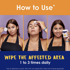 Clearasil Stubborn Acne Control 5in1 pad in use on the cheek.