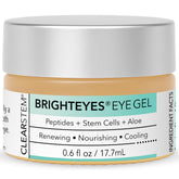 CLEARSTEM BrightEYES eye gel bottle with pump showing cooling formula for puffiness relief