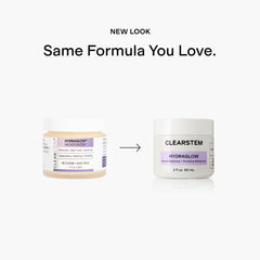 CLEARSTEM Hydraglow face application illustrates lightweight, barrier-friendly moisturizer.