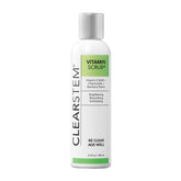 CLEARSTEM VitaminScrub jar close-up showing exfoliant texture for smooth skin