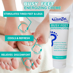 Clearzal Busy Feet menthol sensation closeup showing cooling tingle.