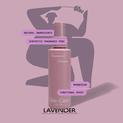 Cleo + Coco relaxing spray on shoulders for muscle calm