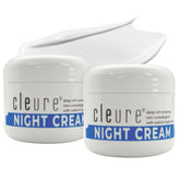 Cleure Hyaluronic Acid & Shea Butter Night Cream bottle-front image showing hydration-friendly formula.