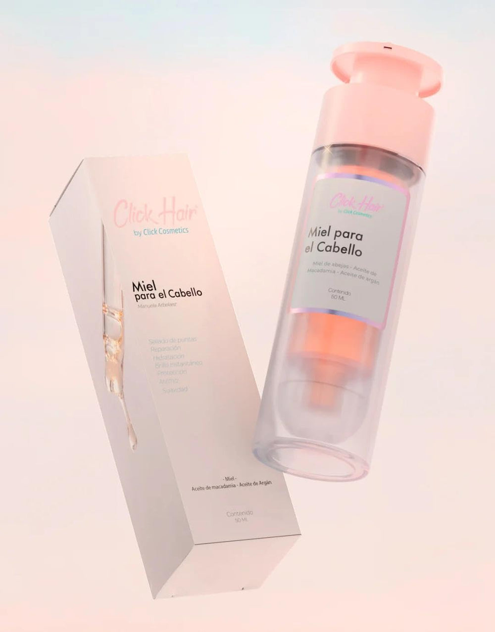 Click Hair Honey Serum instant shine for a smooth, glossy finish.