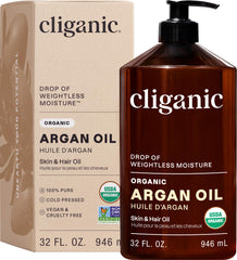 Cliganic Argan Oil bottle with pump for easy daily use