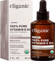 Cliganic Vitamin E Oil 2oz bottle—deep hydration for skin and nails.