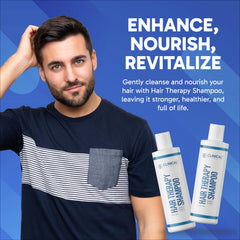 Clinical Effects Hair Therapy Shampoo label close-up highlights sulfate-free, paraben-free formula.