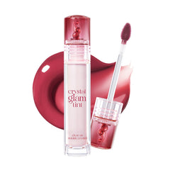 CLIO Crystal Glam Tint Dry Cherry with glass-like finish for polished lips.