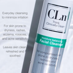 CLn Facial Cleanser hands lathering for gentle cleansing on sensitive skin