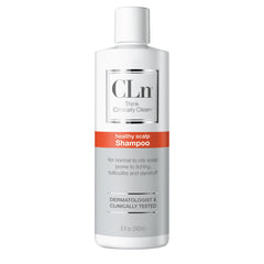 CLn Shampoo bottle showing clarifying formula for a clean, oil-controlled scalp