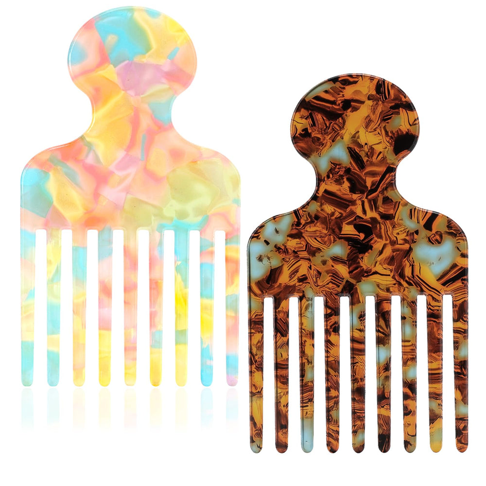 Clofiak wide-tooth hair pick detangler for curls and texture control