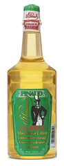 Clubman After Shave Lotion application scene highlights cooling sensation after shaving.