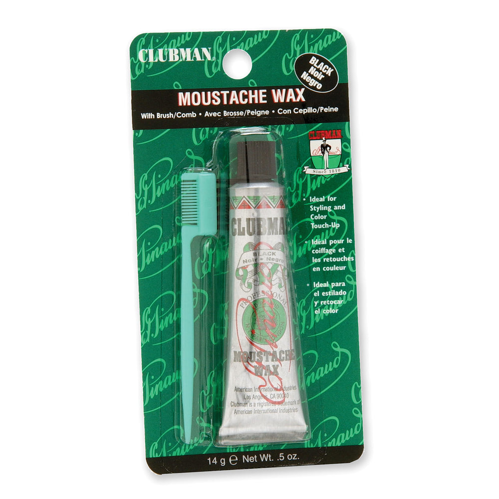 Clubman moustache wax black tube offers strong hold and conditioning for daily styling.
