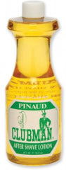 Clubman Pinaud aftershave lotion bottle provides refreshing post-shave comfort and a timeless fragrance.