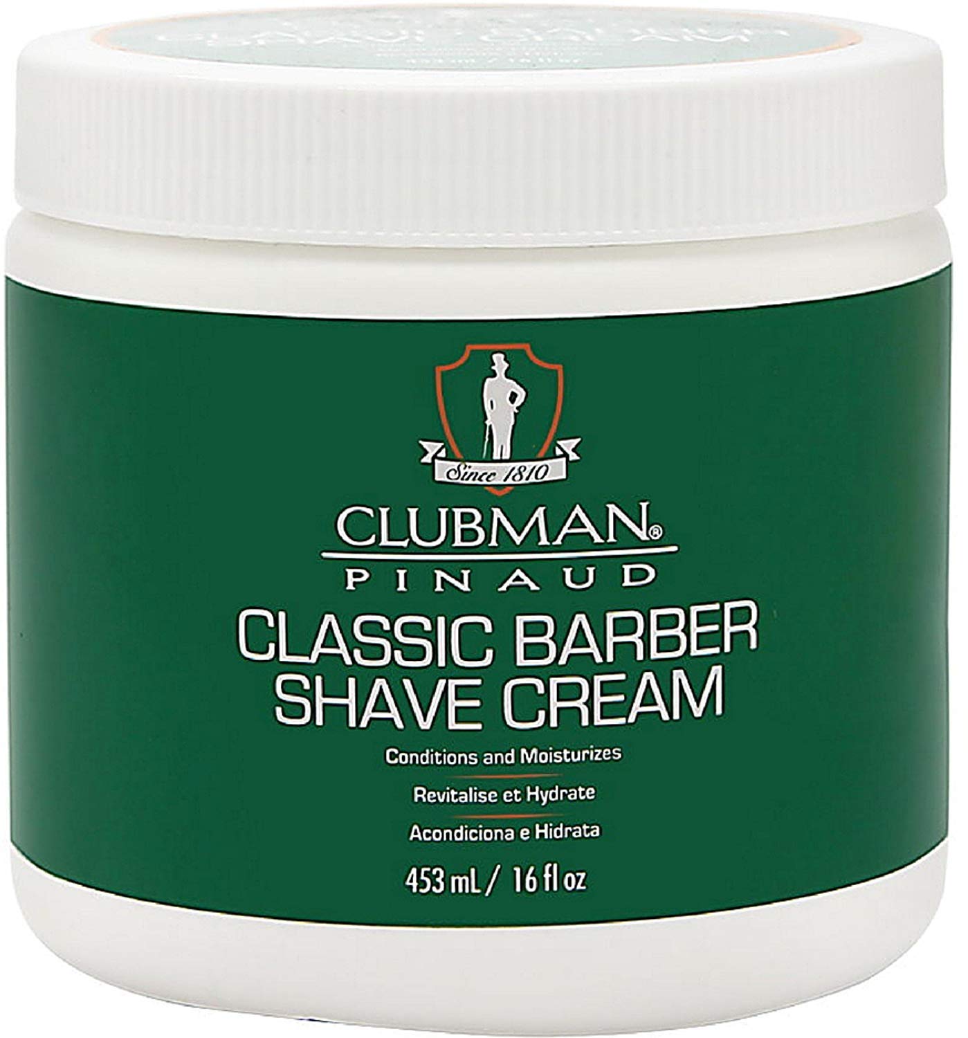 Clubman Pinaud Classic Barber Shave Cream bottle, 16 oz, pack of 4, for a smooth shave.