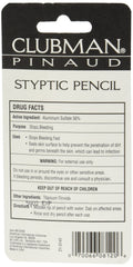 Clubman Pinaud styptic pencil 3-pack in-use for fast bleeding control after shaving.