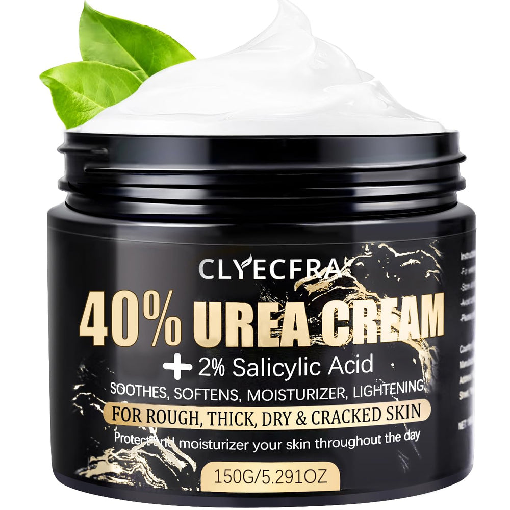 Clyecfra 40% Urea Cream for heel care showing hydration on dry skin.