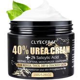 Clyecfra 40% Urea Cream for heel care showing hydration on dry skin.