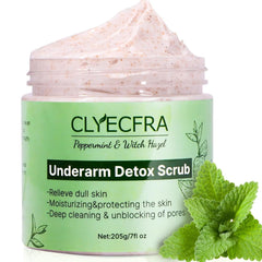 Clyecfra peppermint underarm detox scrub jar showing refreshing cleanse