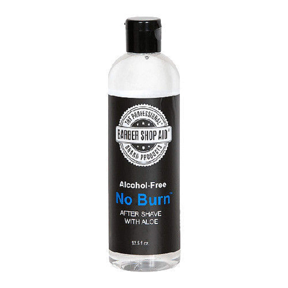 C.N. No Burn Barber Shop Aid After Shave bottle delivers soothing aloe for post-shave comfort.