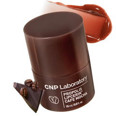 CNP Café Lip Butter jar shows mocha scent and lasting hydration