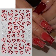 CnSybaris red heart nail decals for lasting, eye-catching nails