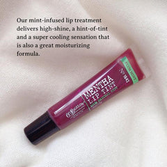 Lipped close-up with minty gloss from Plum Mentha Lip Tint Trio