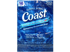 Coast deodorant soap bar front view highlights compact 4 oz size for daily use.