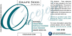 Cocojojo Grapeseed Oil pour shot emphasizes odorless, lightweight convenience.