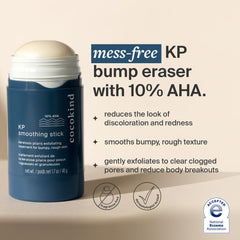 Close-up of applying Cocokind KP Smoothing Stick on the arm for targeted treatment.