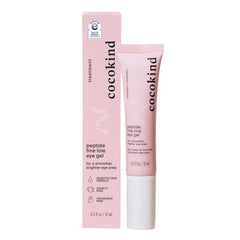Cocokind Peptide Eye Gel tube close-up illustrating lightweight hydration for the eye area.