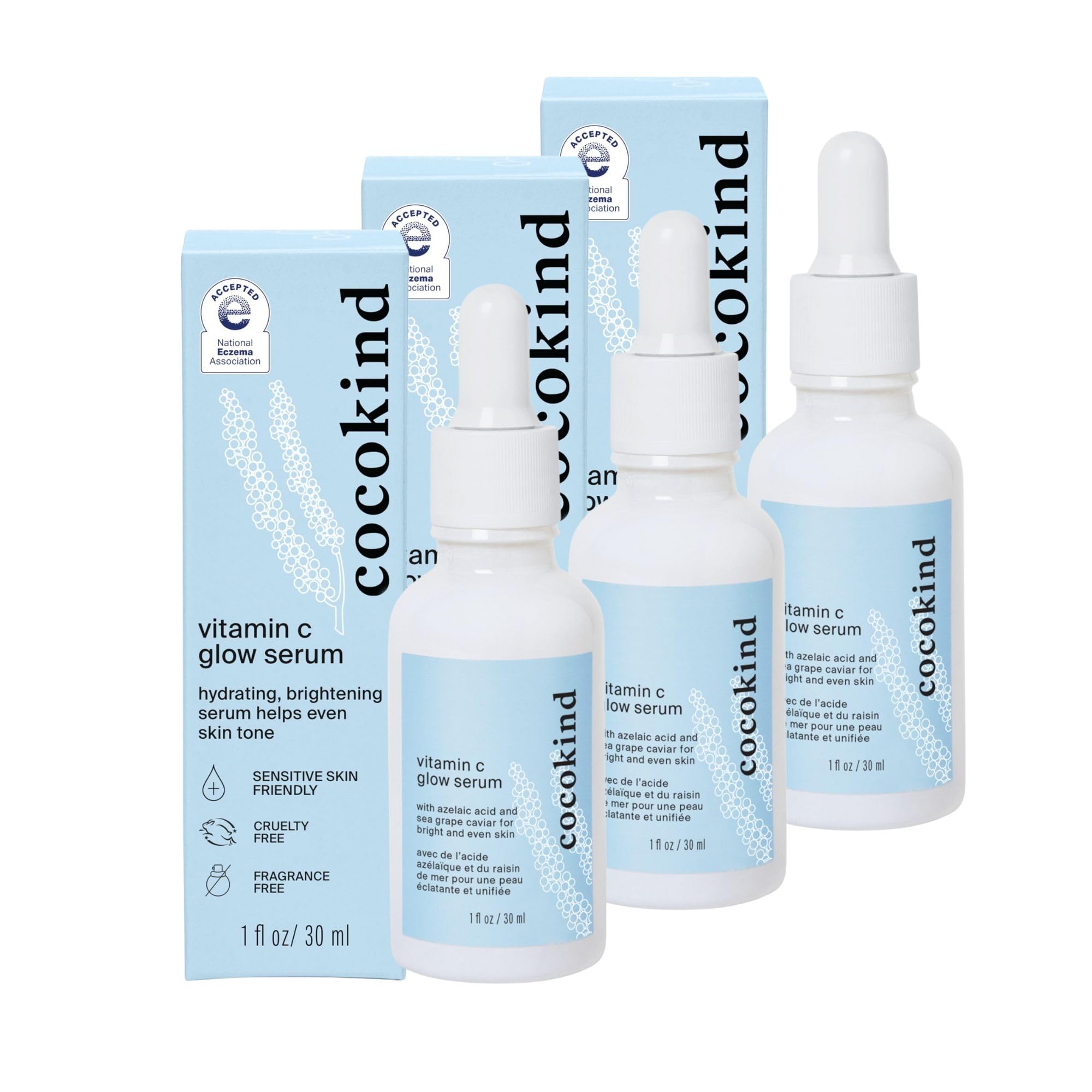 Cocokind Vitamin C Glow Serum bottle highlighting hydration and brightening potential.