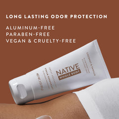 Coconut-vanilla scented Native deodorant cream for daily refreshing use.